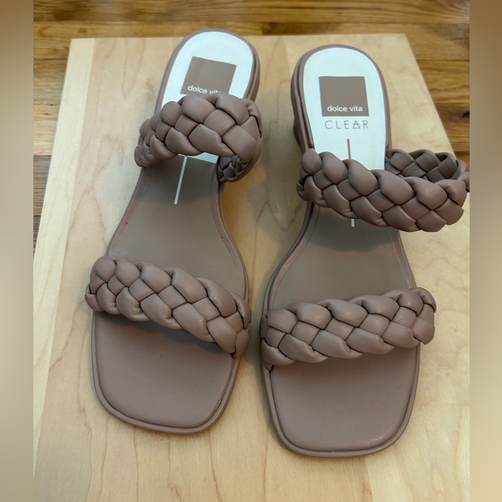 Dolce Vita Braided Double-Strap Slide Sandals - Taupe